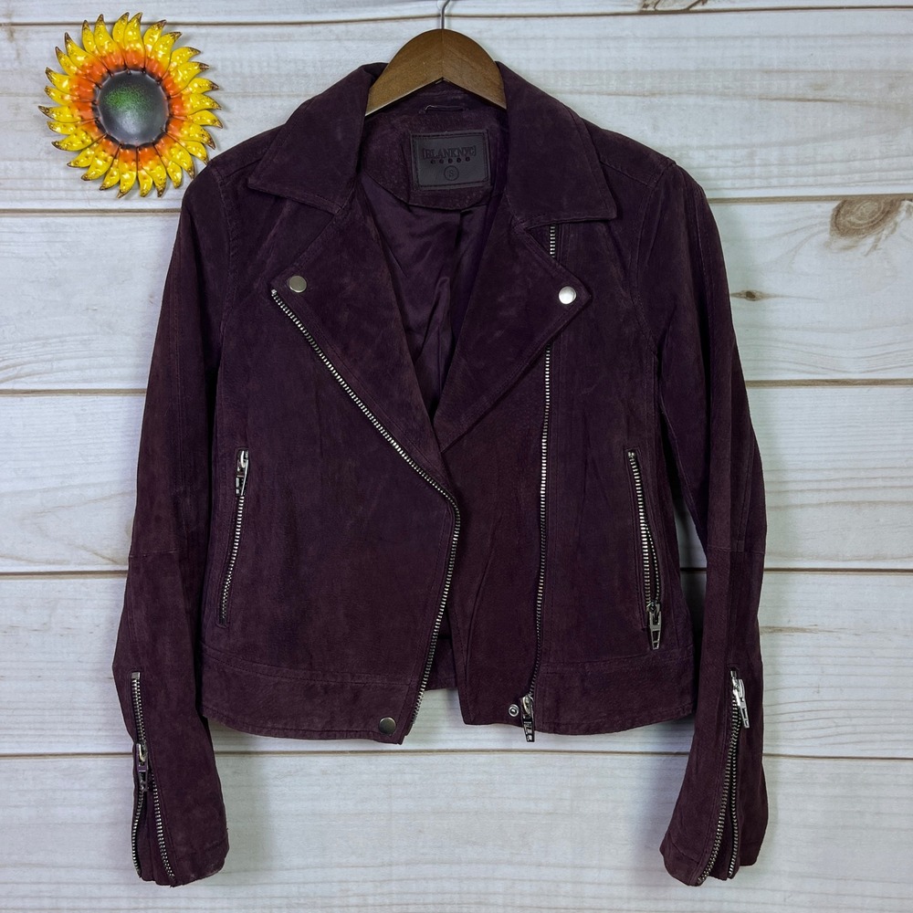BLANKNYC Women Plum Purple Suede Moto Biker Jacket‎ Small Asymmetrical Zip